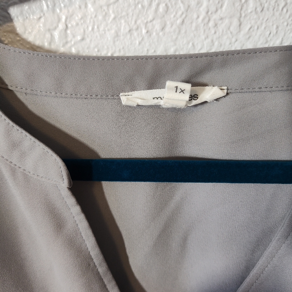 Plus Size Fossil Gray Geneva Solid Zipper Neck Bl… - image 4